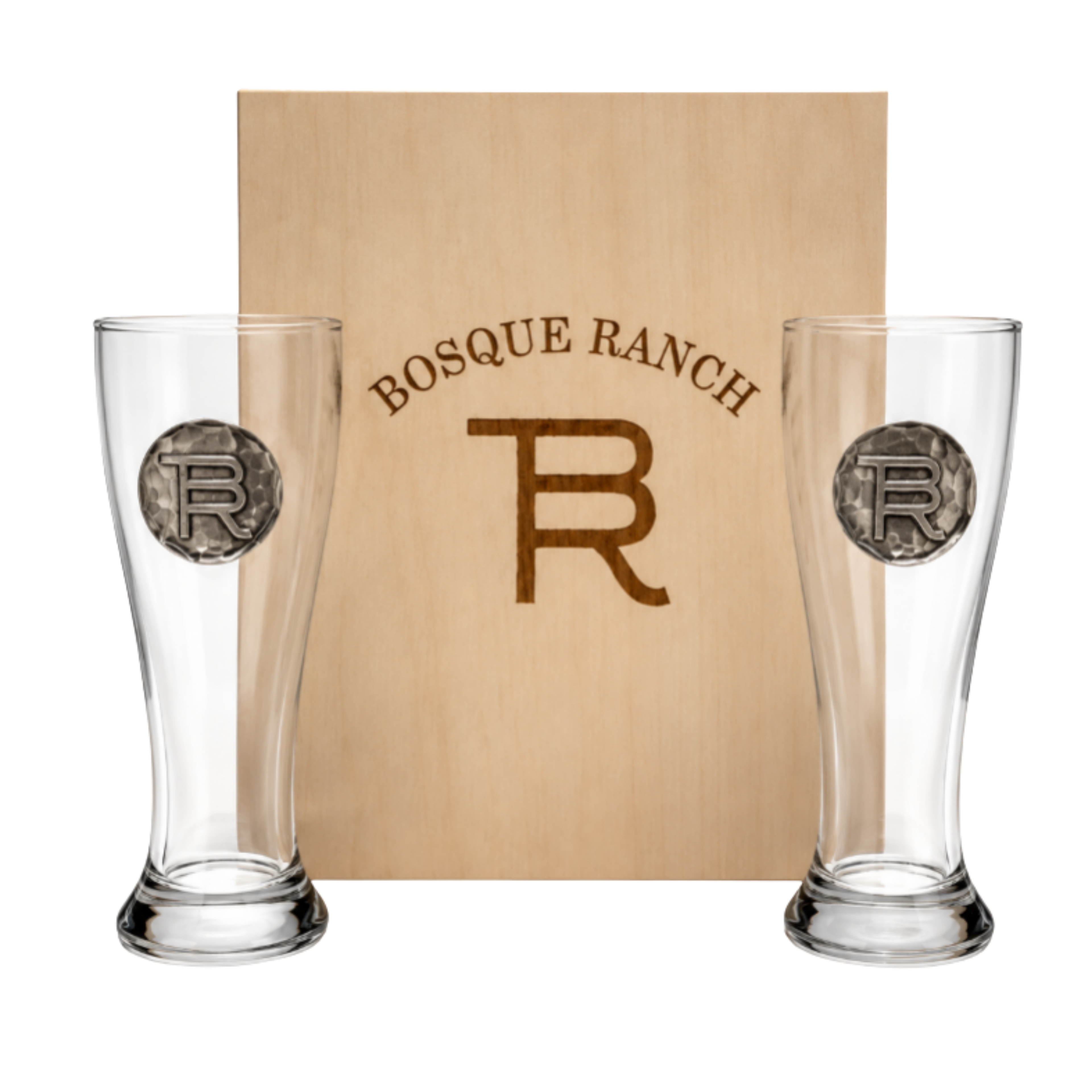Bosque Ranch Wendell August 2 Piece Pilsner Glass Wooden Box
