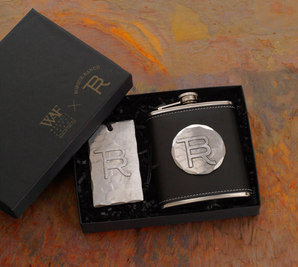 Bosque Ranch Wendell August Flask & Luggage Tag Set