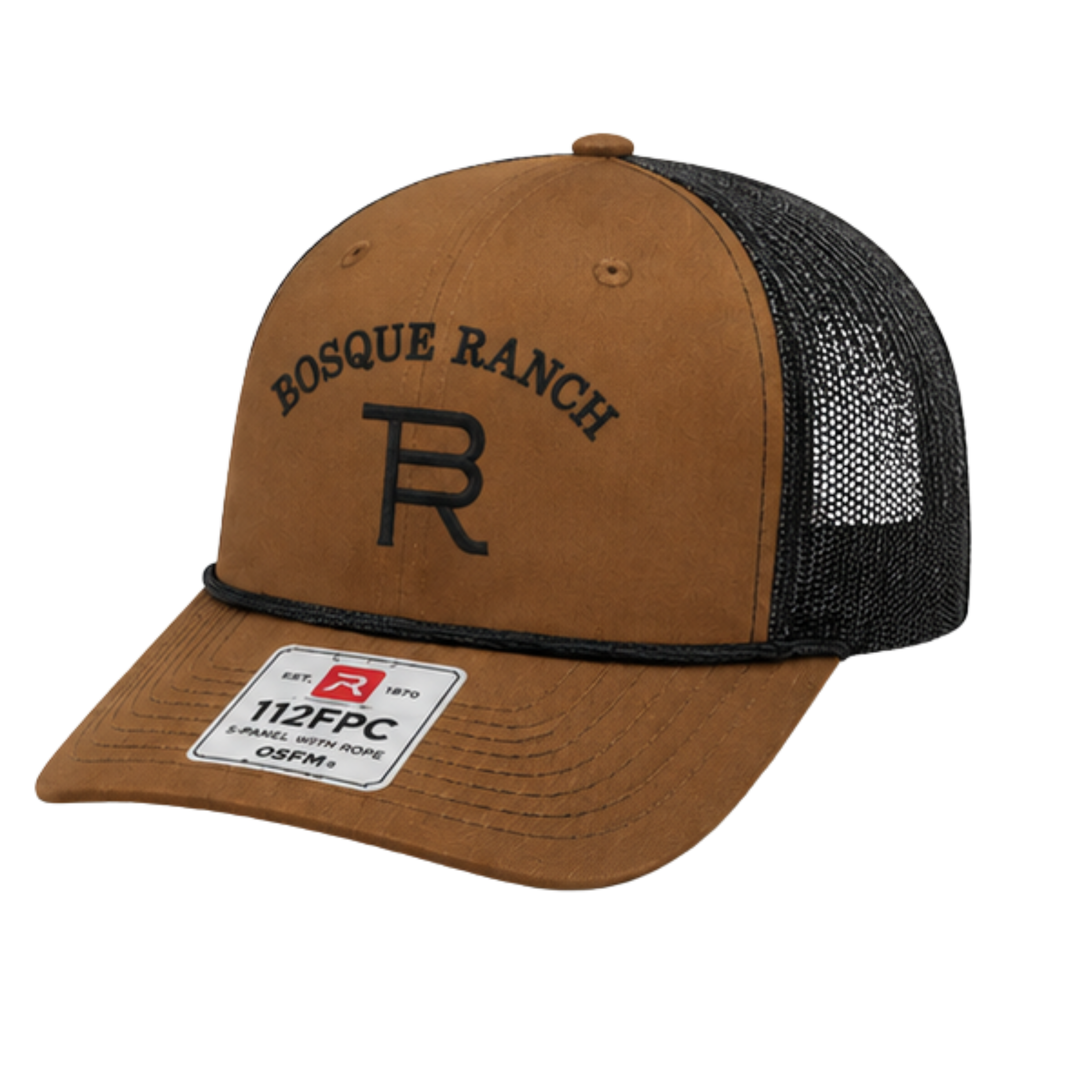 Bosque Ranch Richardson 112FPR Carmel & Black Rope Cap