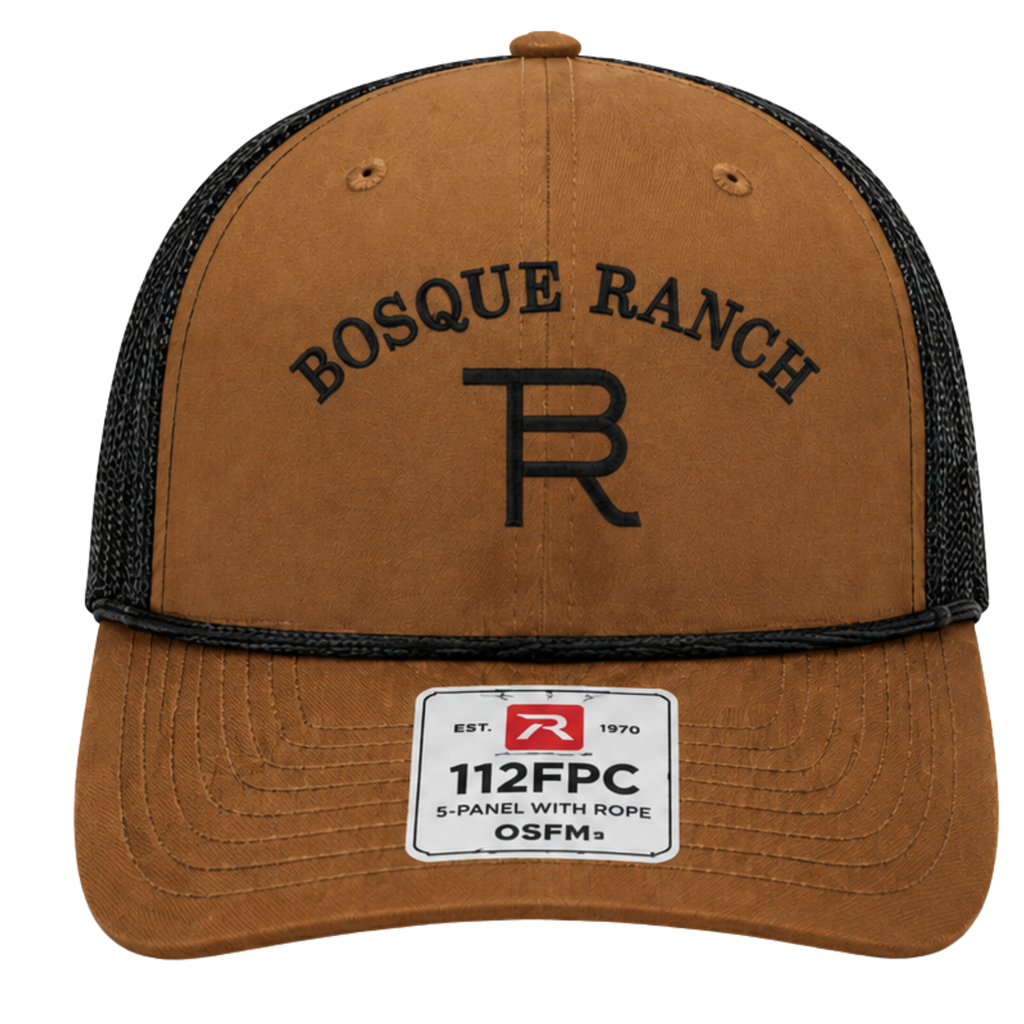 Bosque Ranch Richardson 112FPR Carmel & Black Rope Cap
