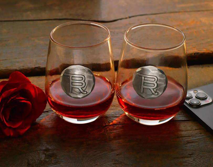 Bosque Ranch Wendell August 2 Piece Wine Glass Wooden Box